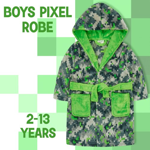 Kids boys pixel dressing gown - kids,
